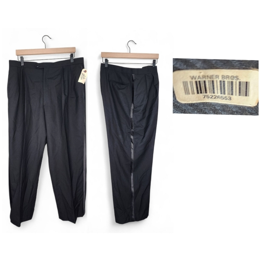 Warner Brothers Film Studio Pleated Tuxedo Pants in Black Size 36x28